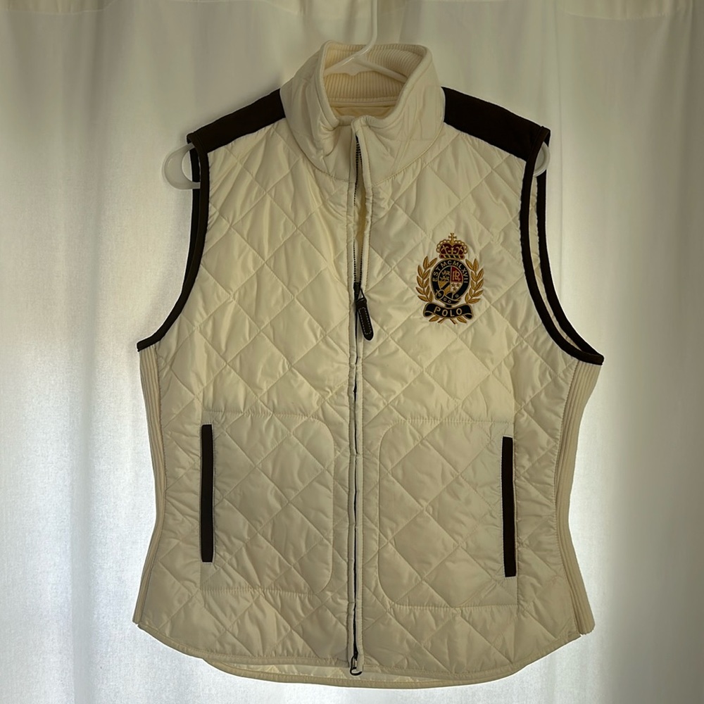 Ralph Lauren Vest Quilted
Equestrian Suede Trim
Ribbed Side Large